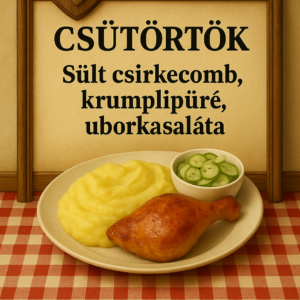Napi ajánlat - Sült csirkecomb, krumplipüré, uborkasaláta